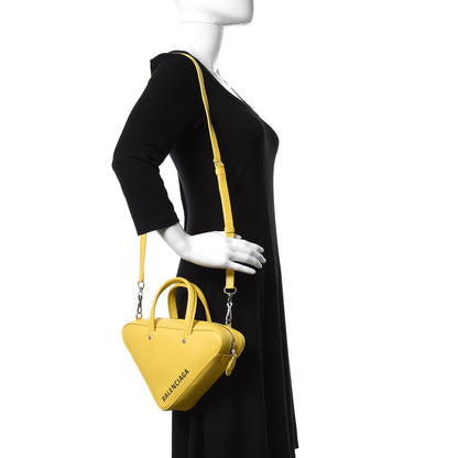 Balenciaga Shiny Day Calfskin Logo XS Triangle Duffle Jaune Black 2 of 7