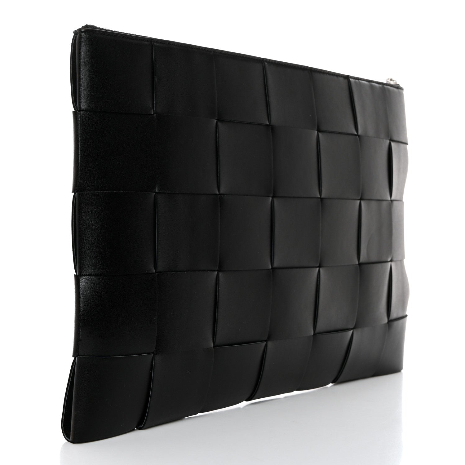 Bottega Veneta Nappa Maxi Intrecciato Medium Cassette Flat Zip Pouch Black 3 of 7