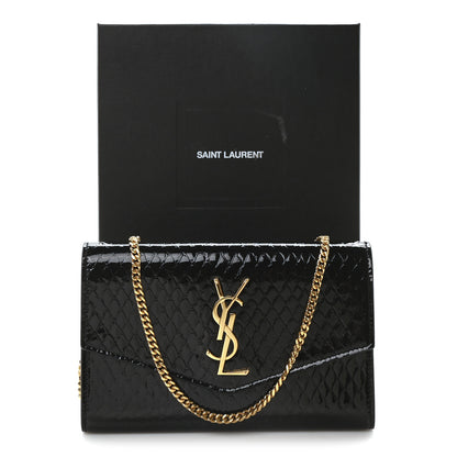 Saint Laurent Calfskin Python Embossed Monogram Uptown Chain Wallet Black 12 of 12