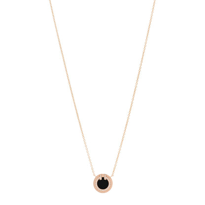 Tiffany 18K Rose Gold Diamond Black Onyx Small T Circle Pendant Necklace 1 of 4