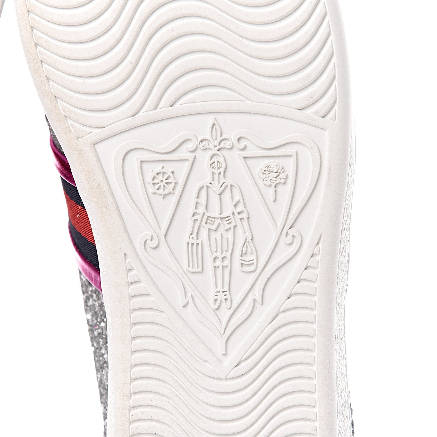 Gucci Glitter Web Womens Ace Sneakers 38.5 Silver 8 of 10