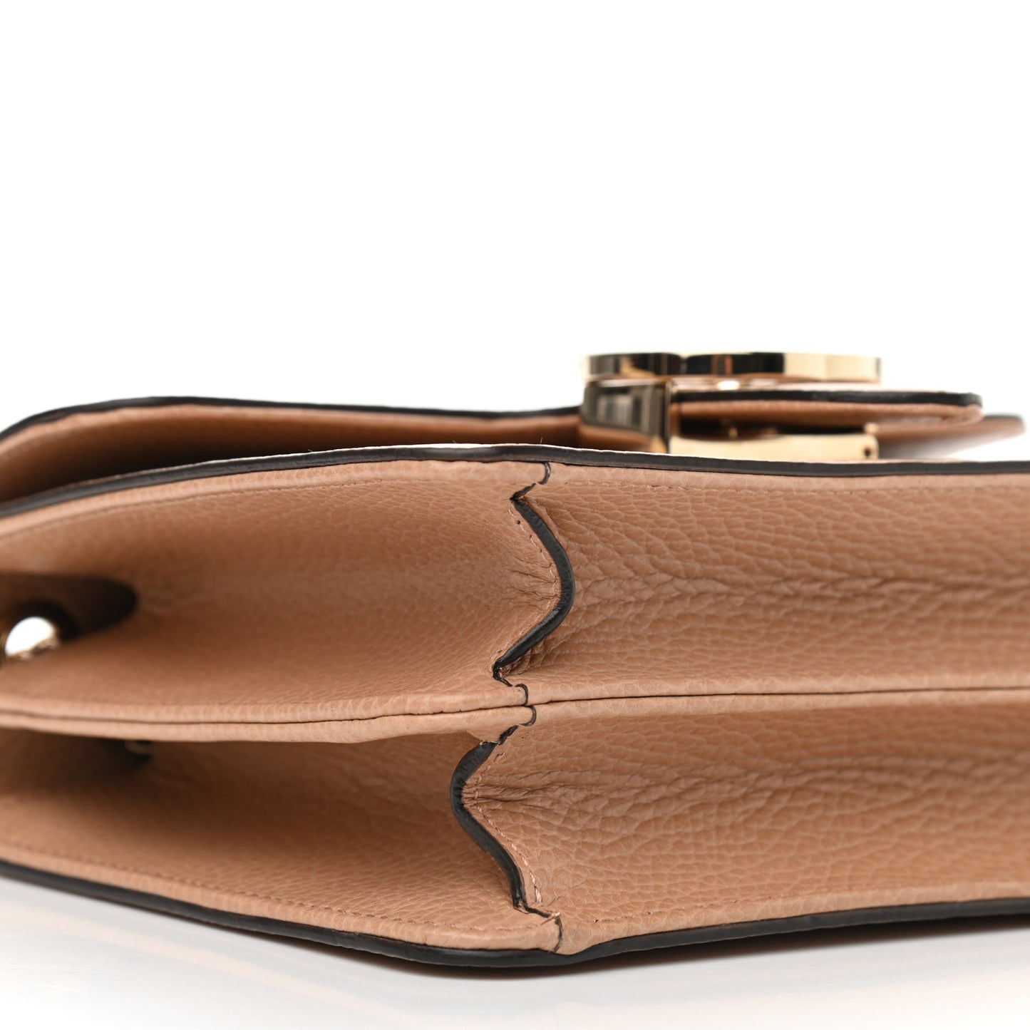 Dollar Calfskin Small Interlocking G Shoulder Bag Camelia