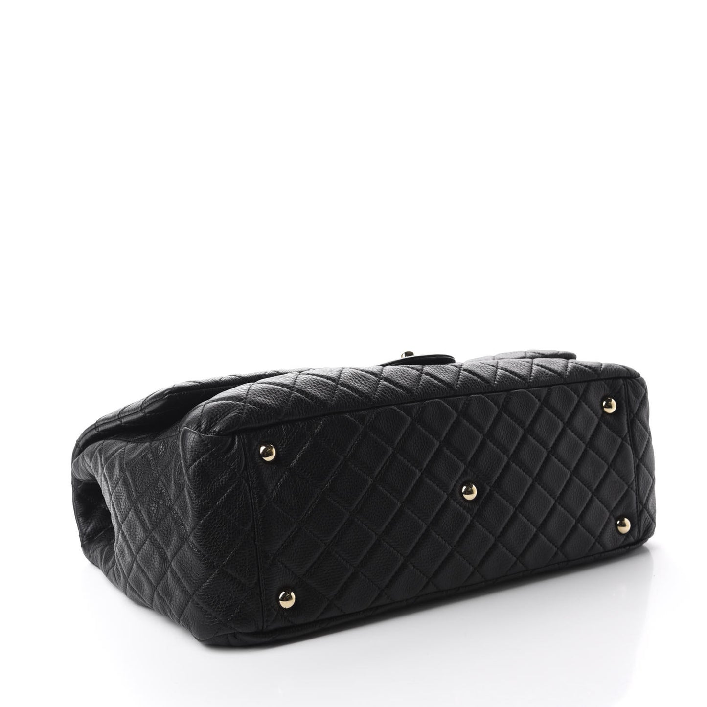 Calfskin Quilted XXL Travel Flap Bag Black