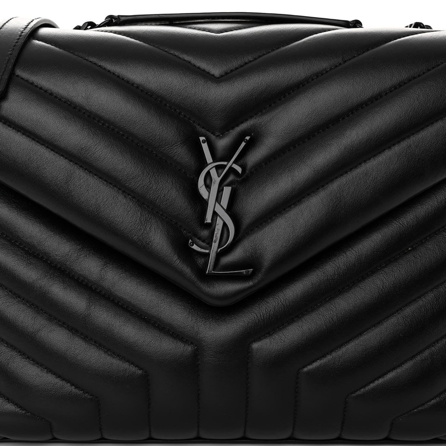 Saint Laurent Calfskin Y Quilted Monogram Monochrome Medium Loulou Chain Satchel Black 7 of 9