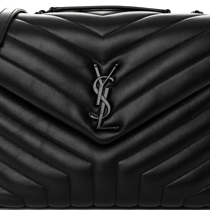 Saint Laurent Calfskin Y Quilted Monogram Monochrome Medium Loulou Chain Satchel Black 7 of 9