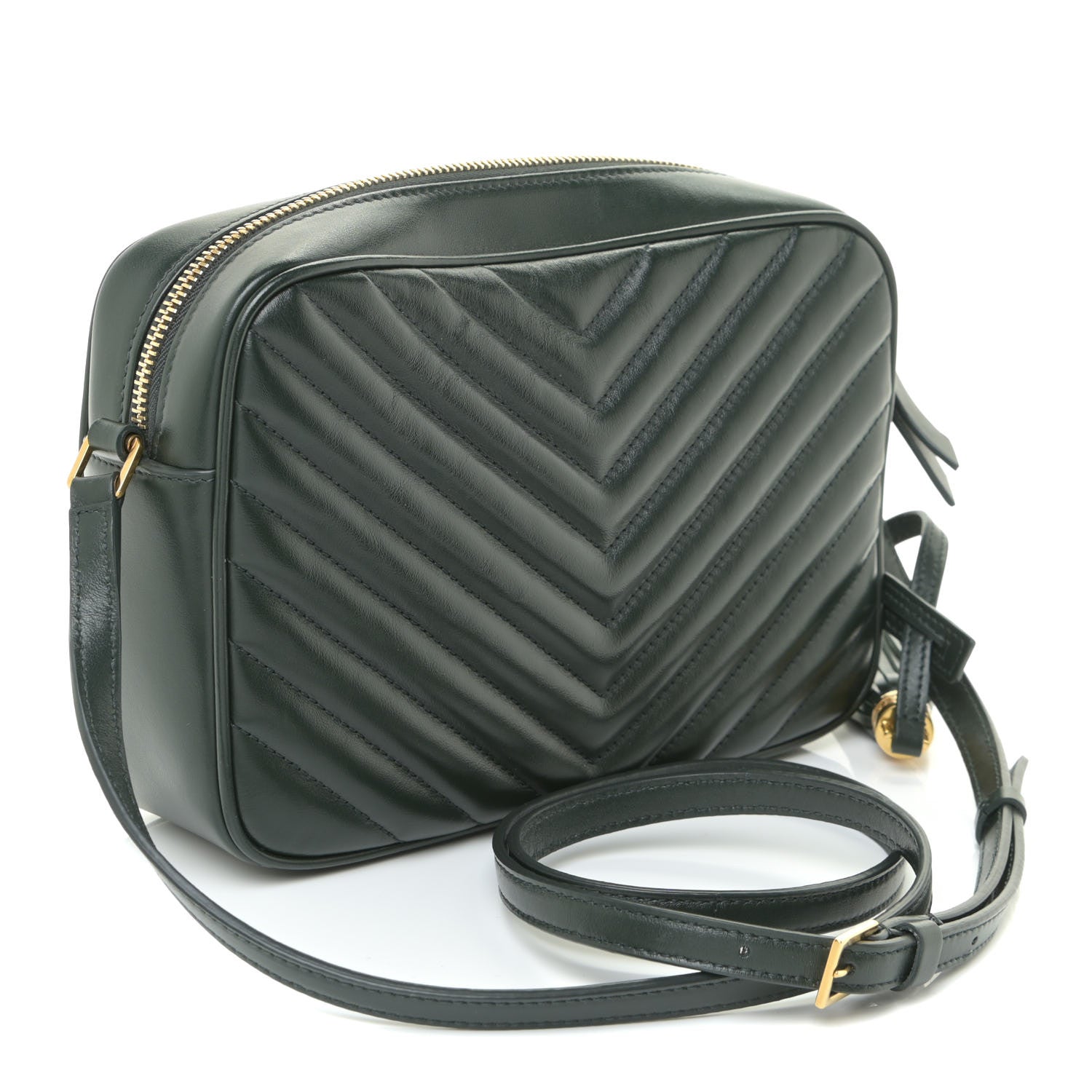 Saint Laurent Calfskin Matelasse Monogram Lou Camera Bag Military Green 3 of 11