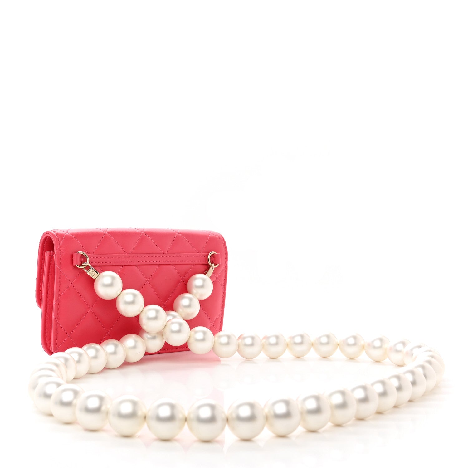 Chanel Calfskin Quilted Maxi Pearls Clutch With Chain Pink 2 of 6