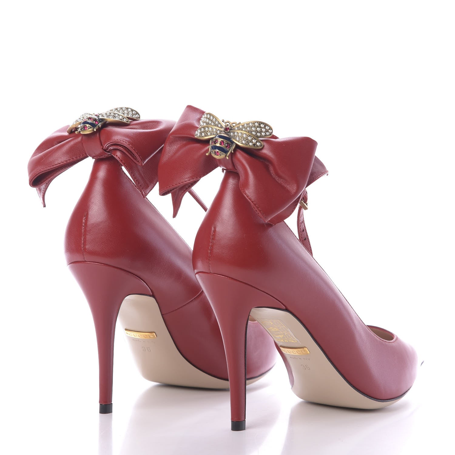 Gucci Nappa Queen Margaret Pumps 36 Hibiscus Red 4 of 10