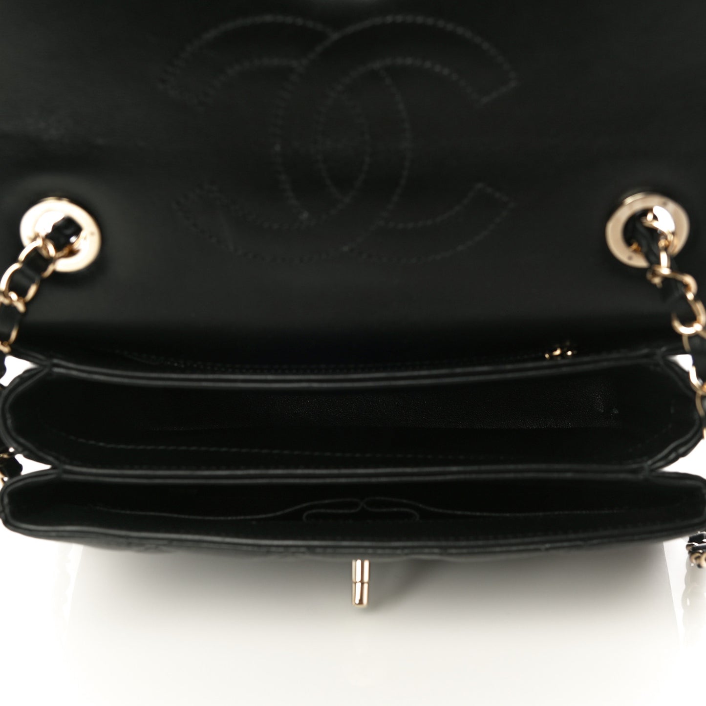Lambskin Quilted Small Trendy CC Dual Handle Flap Bag Black