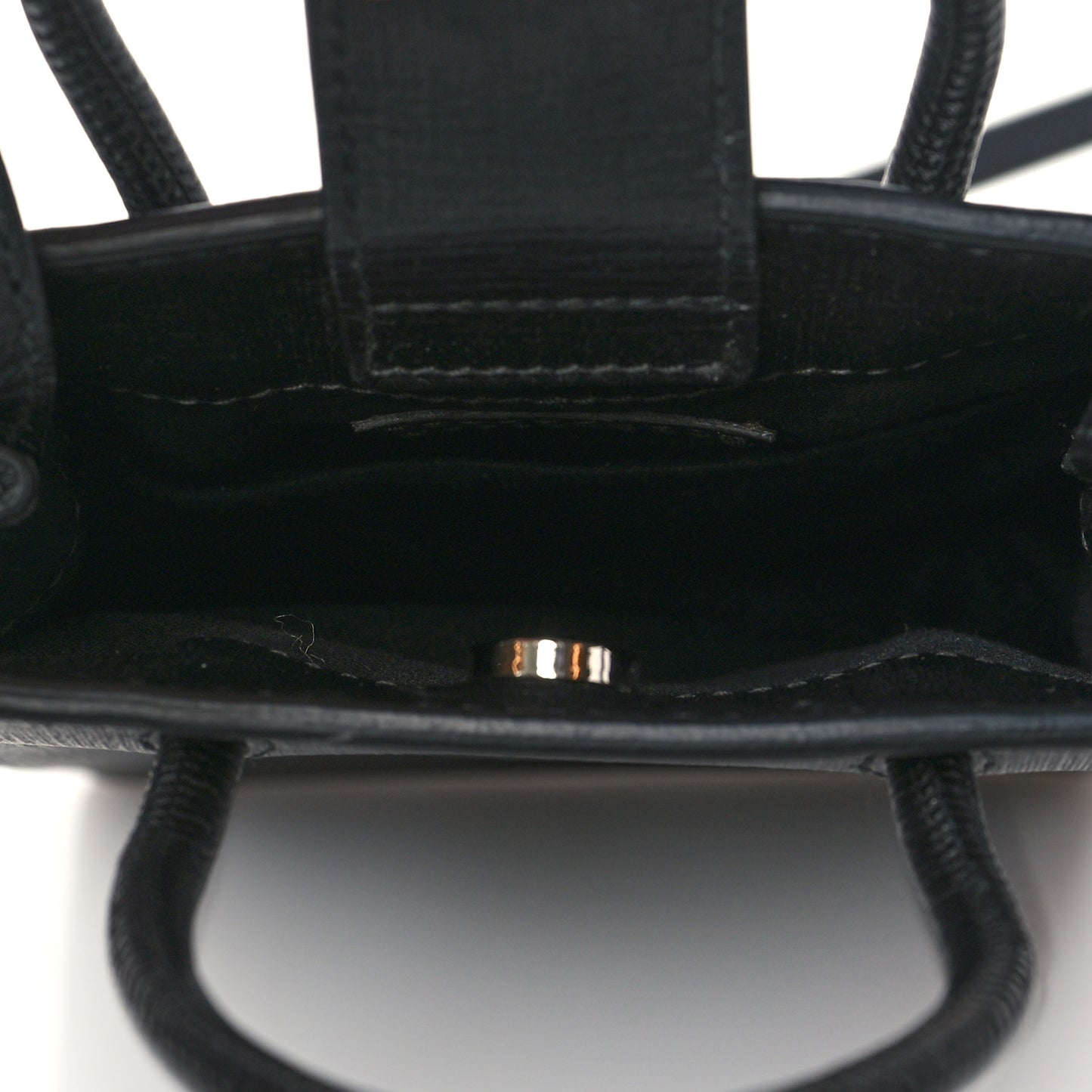 Squared Calfskin Logo Shopping Phone Holder Bag Black
