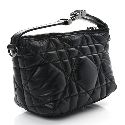 Christian Dior Calfskin Macrocannage Small Diortravel Nomad Pouch Black 3 of 7