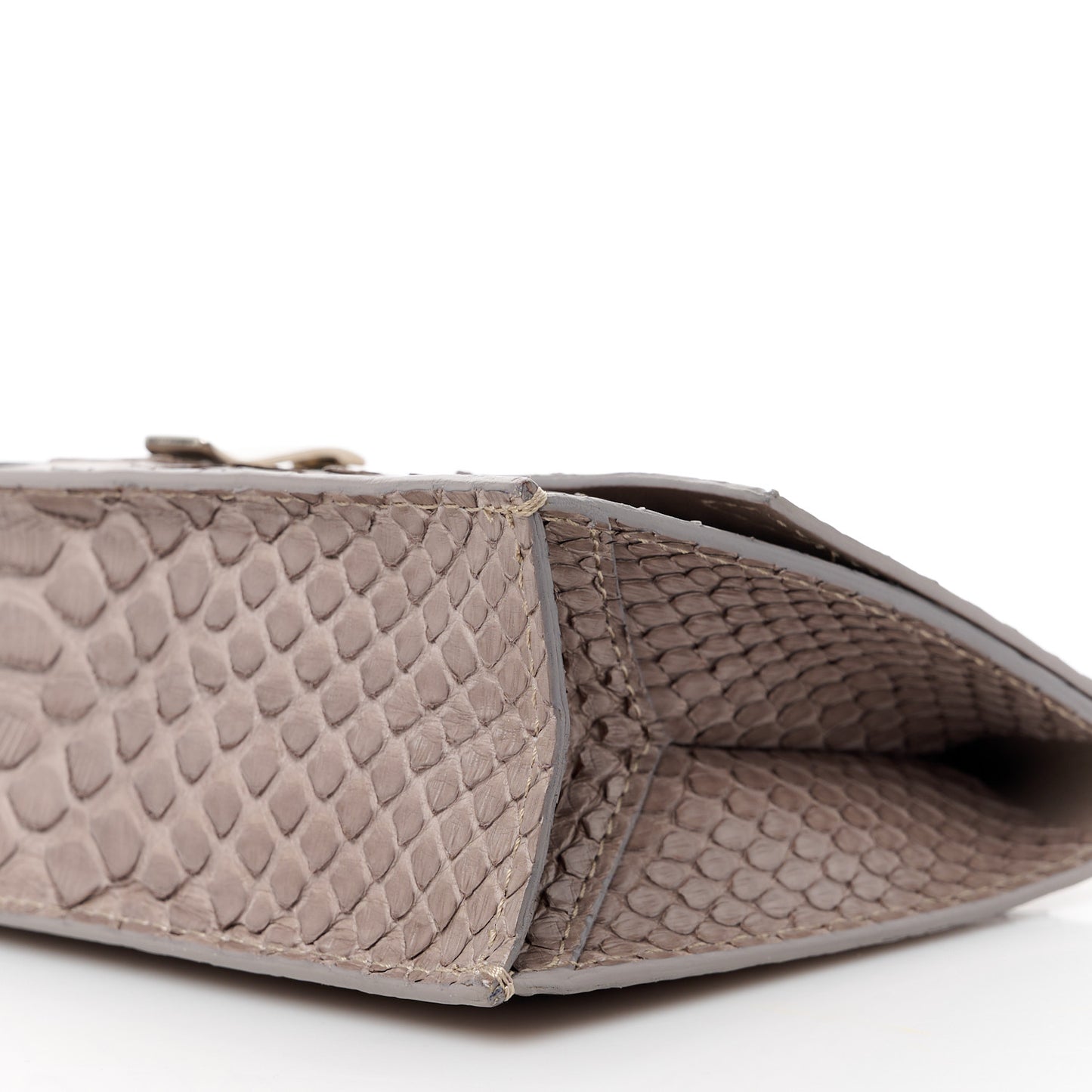 Snakeskin Small Lunch Bag Clutch Mushroom Ecru