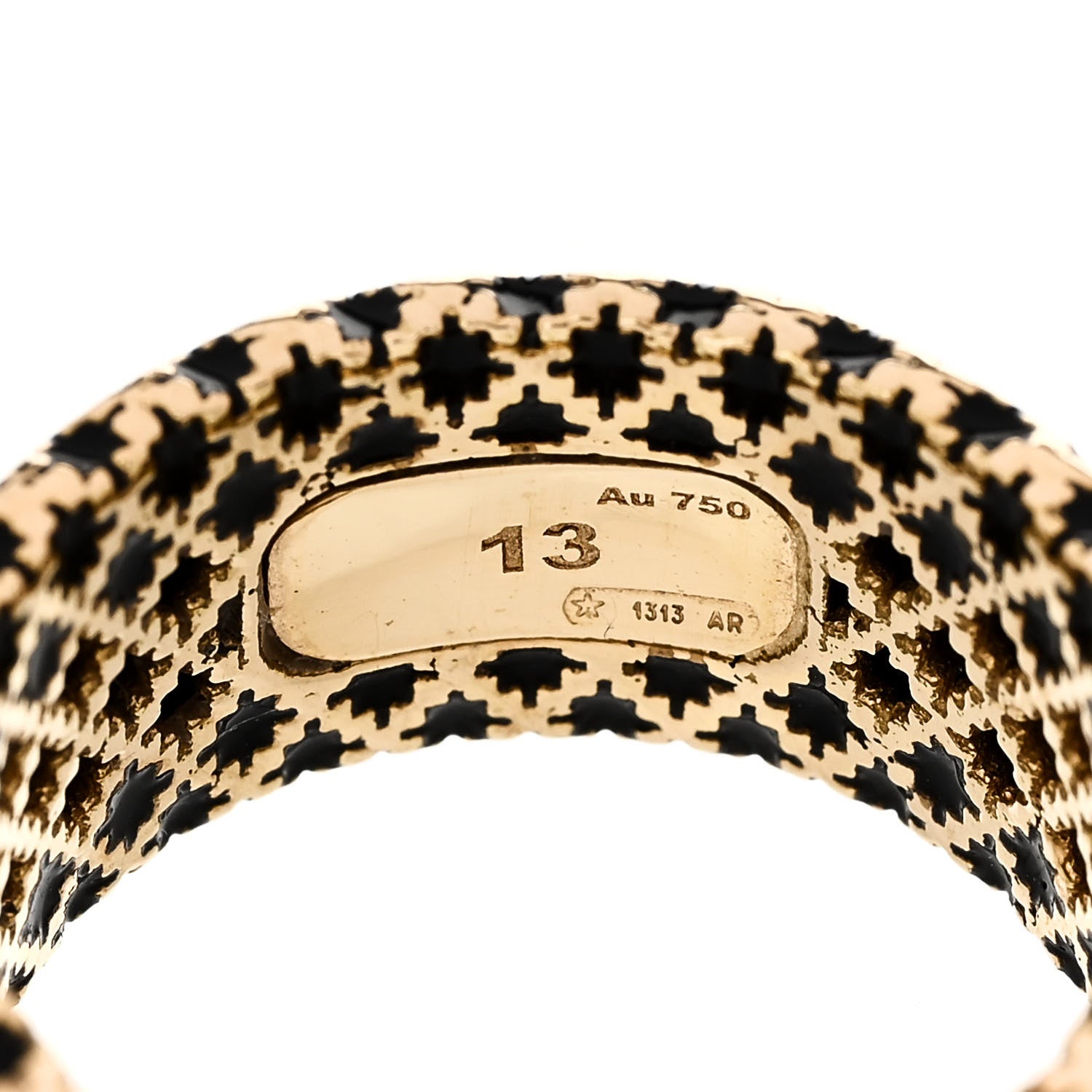 Gucci 18K Yellow Gold Enamel Diamantissima Ring 53 6.25 Black 5 of 6