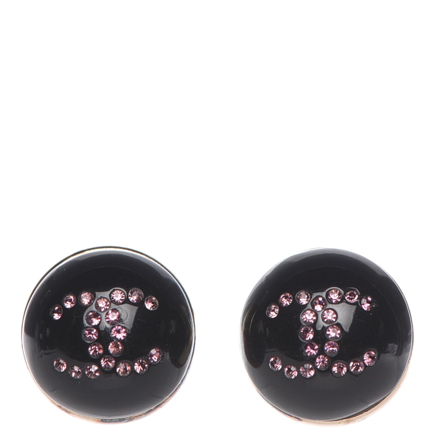 Resin Crystal CC Earrings Black Pink