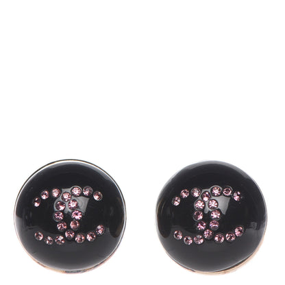 Chanel Resin Crystal CC Earrings Black Pink 1 of 5