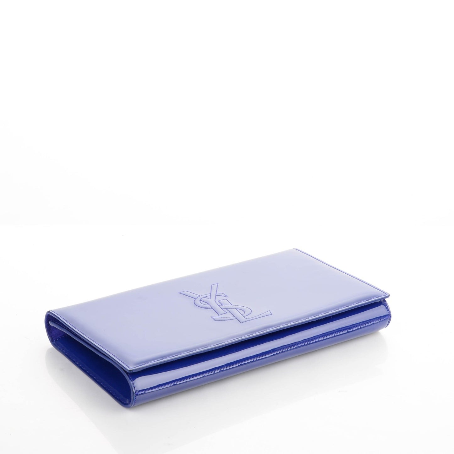 Patent Calfskin Monogram Large Belle De Jour Clutch Royal Blue