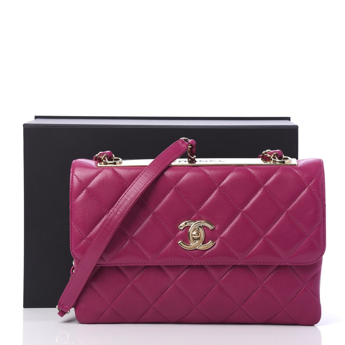 Lambskin Quilted Medium Trendy CC Flap Dark Pink