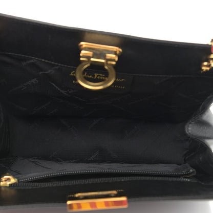 Salvatore Ferragamo Printed Calfskin Gancini Trifolio Chain Bag Black 5 of 9