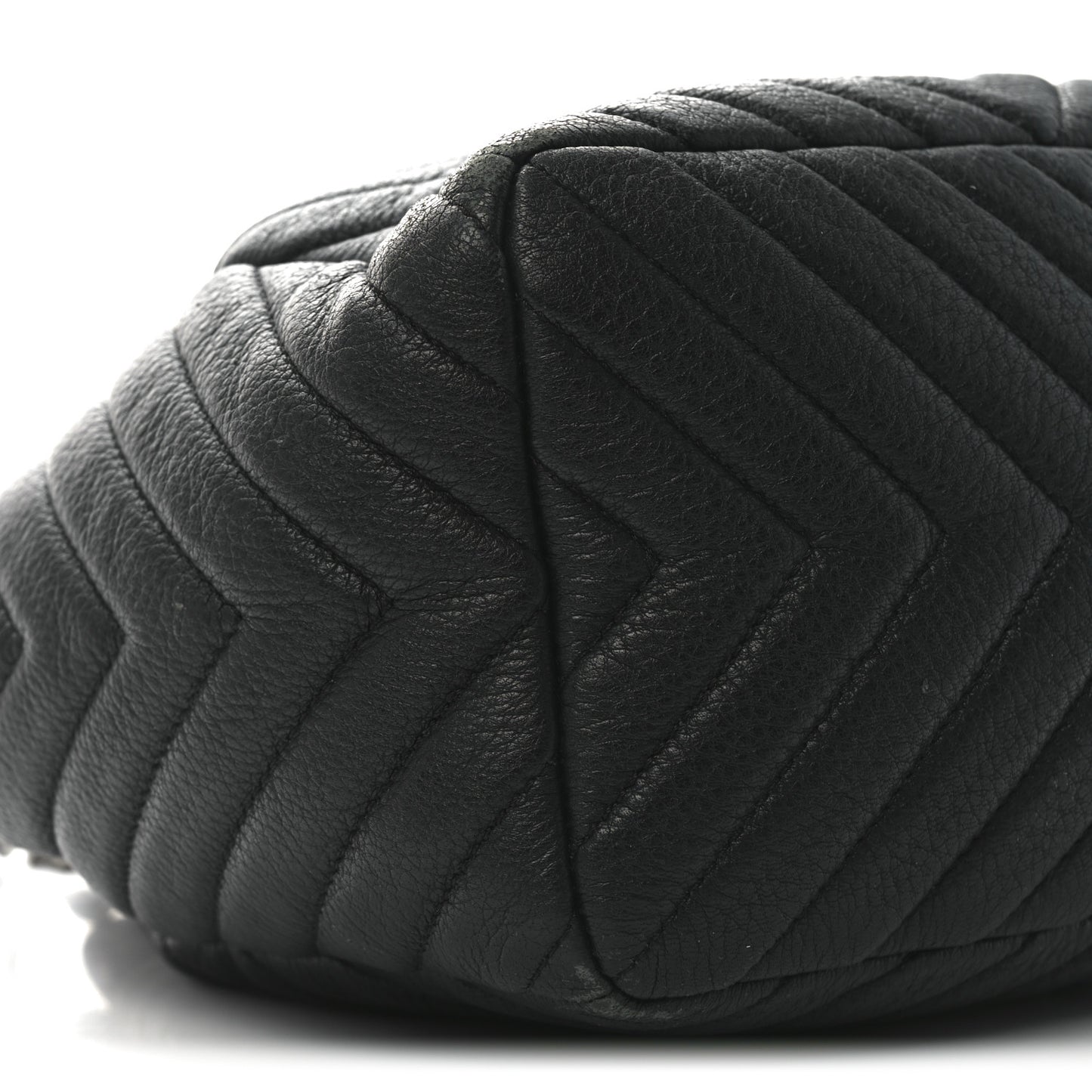 Deerskin Chevron Small CC Chain Bucket Bag Black