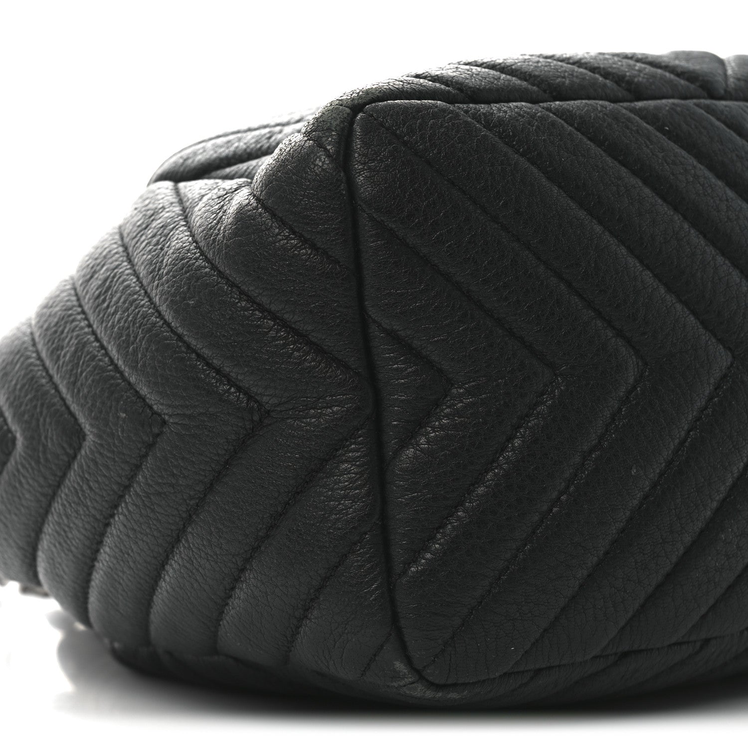 Chanel Deerskin Chevron Small CC Chain Bucket Bag Black 9 of 10