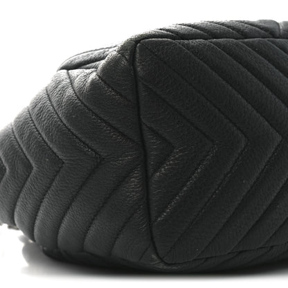 Chanel Deerskin Chevron Small CC Chain Bucket Bag Black 9 of 10