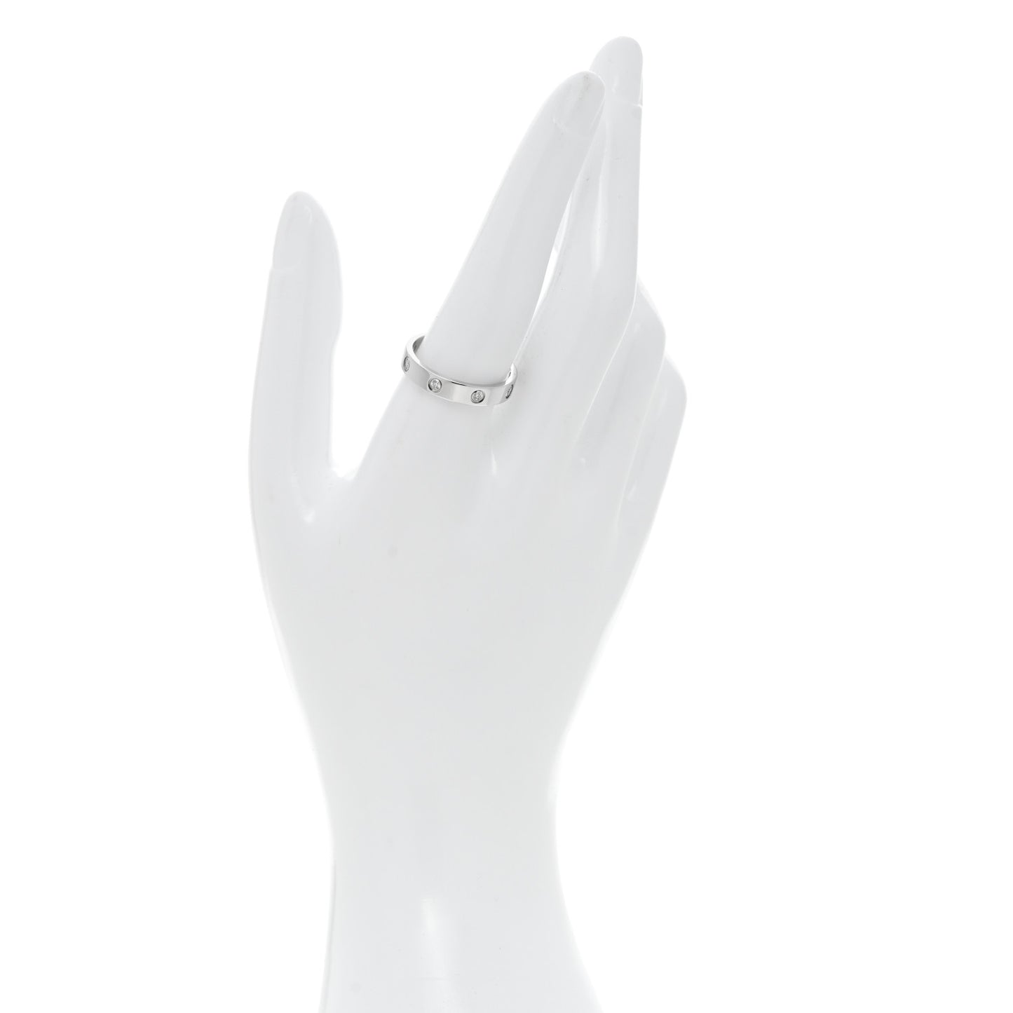 18K White Gold 8 Diamond 4mm Wedding Band LOVE Ring 59 8.75