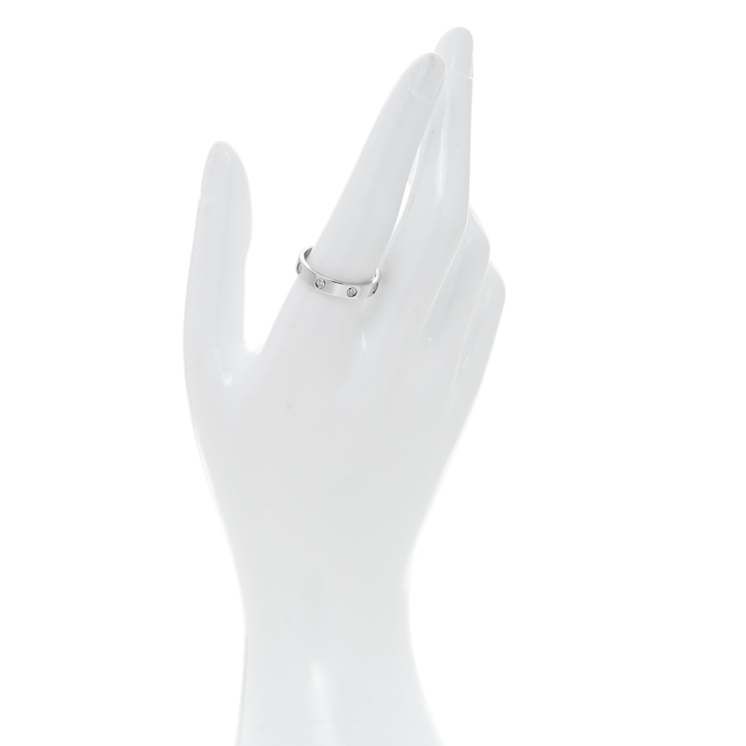 Cartier 18K White Gold 8 Diamond 4mm Wedding Band LOVE Ring 59 8.75 2 of 4