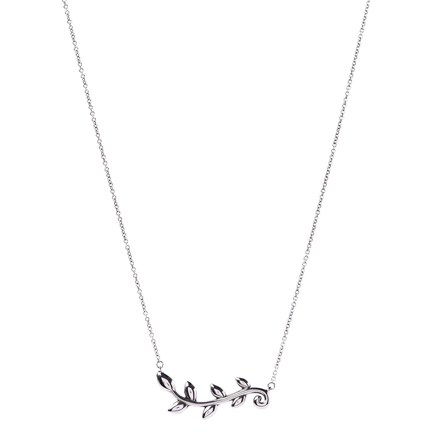 Tiffany Sterling Silver Paloma Picasso Olive Leaf Vine Pendant Necklace 1 of 7