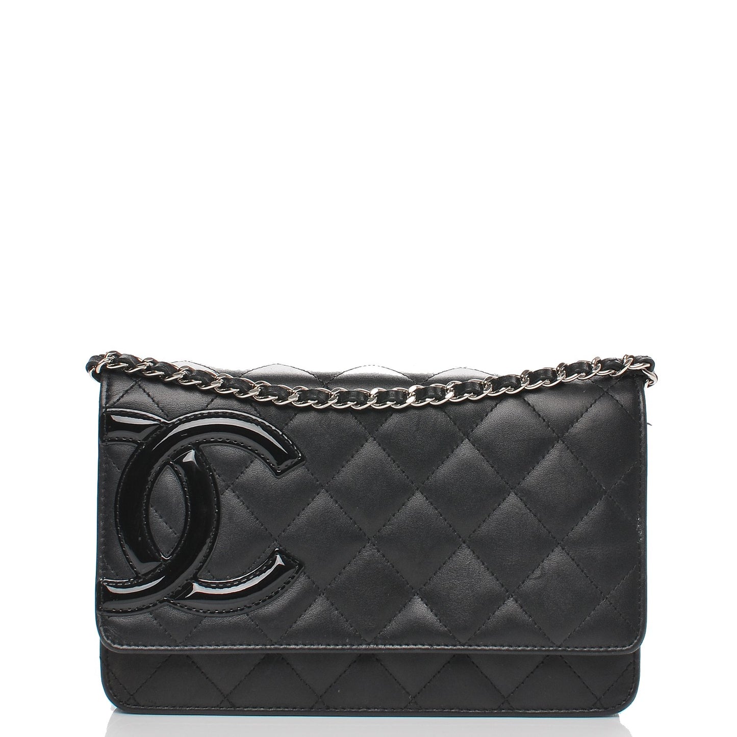 Calfskin Quilted Cambon Wallet On Chain WOC Black