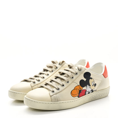 Gucci X DISNEY Miro Soft Calfskin Mickey Mouse Print Womens Ace Sneakers 36 Ivory Deep Orange 3 of 9