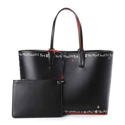 Christian Louboutin Calfskin Beautiful Red East West Cabata Tote Black Multicolor 1 of 11