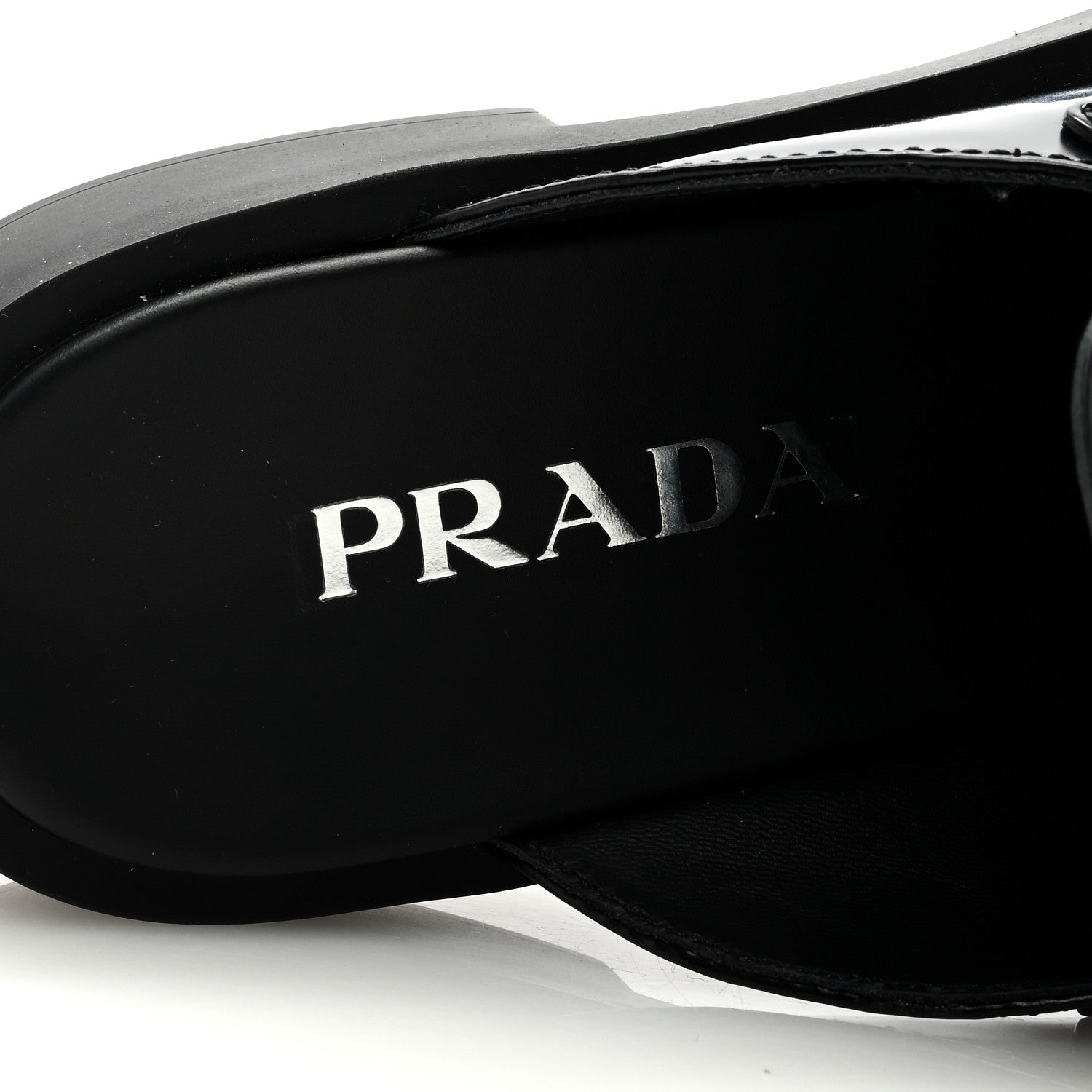 Prada Spazzolato Metal Triangle Logo 40mm Loafer Mules 36.5 Black 7 of 9