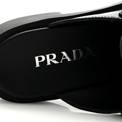 Prada Spazzolato Metal Triangle Logo 40mm Loafer Mules 36.5 Black 7 of 9