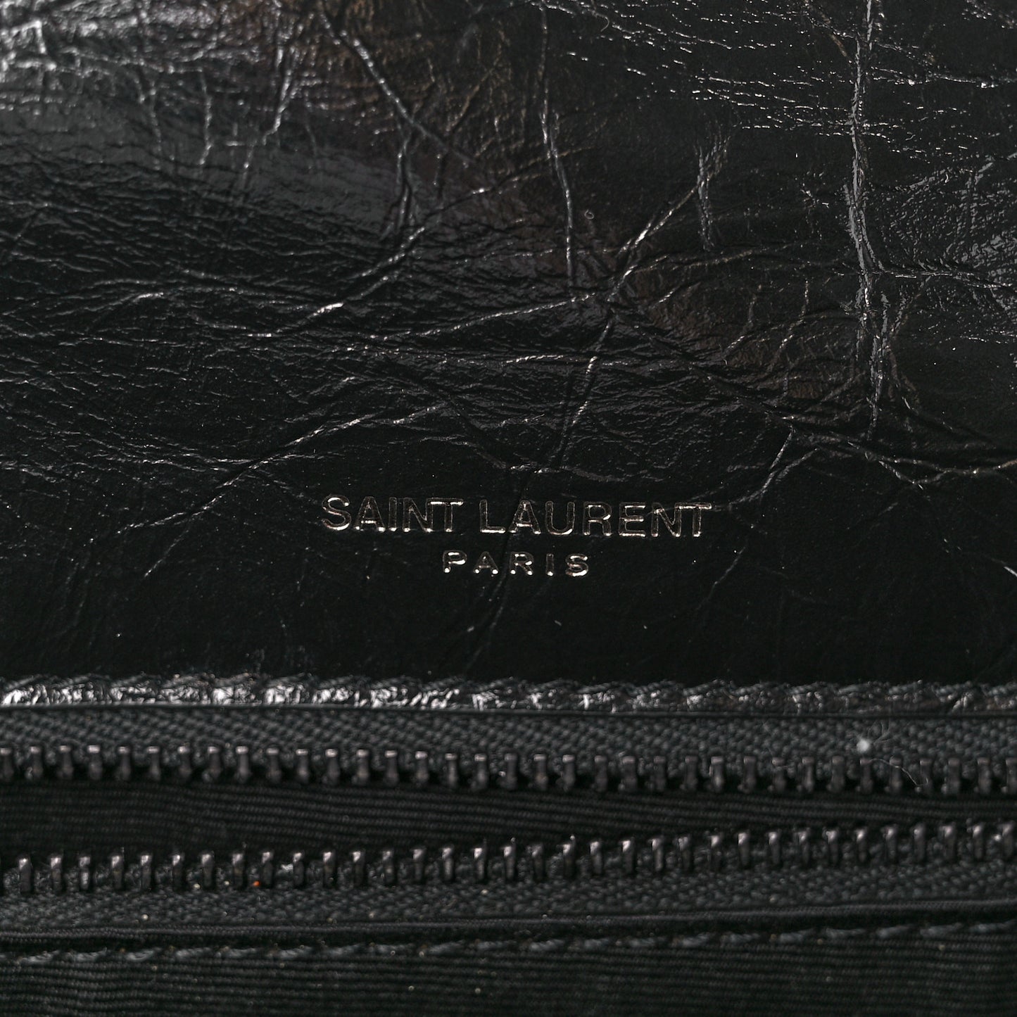 Crinkled Calfskin Matelasse Monogram Medium Niki Chain Satchel Black
