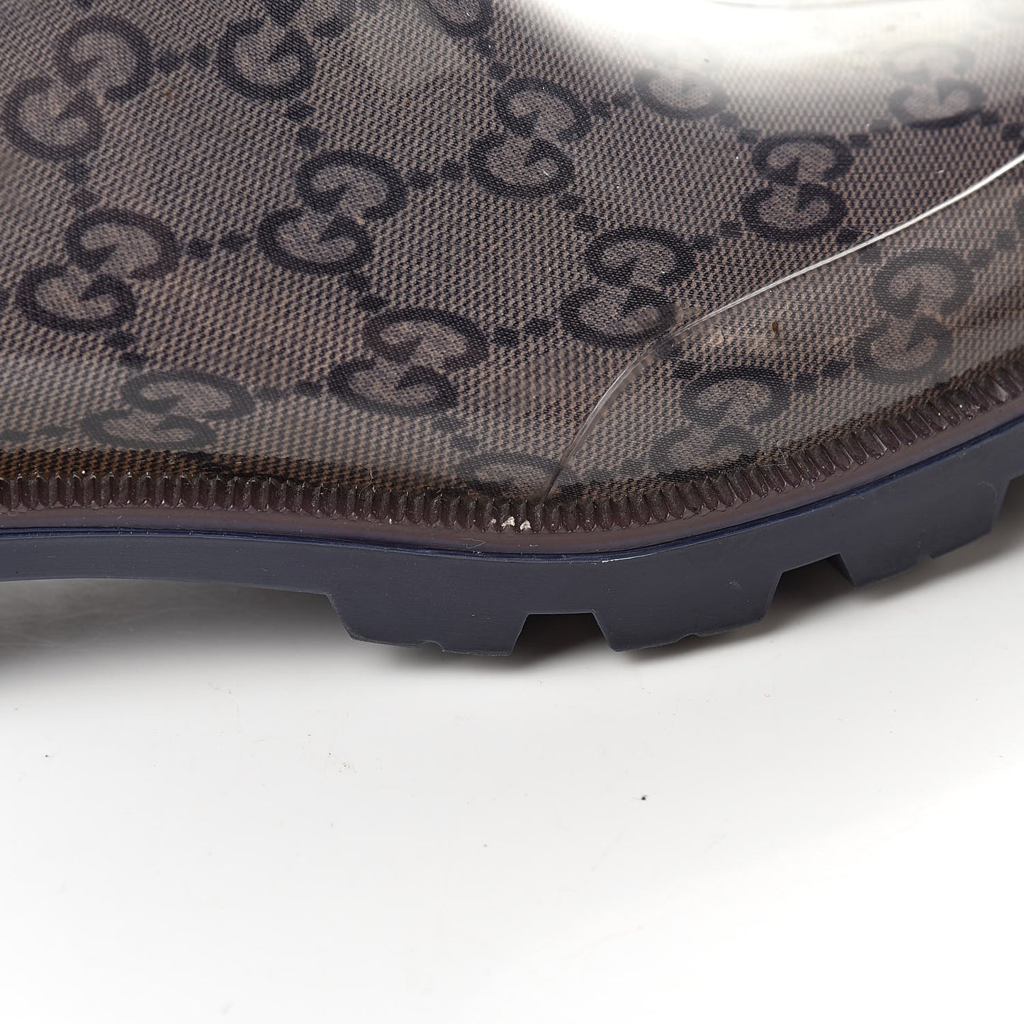 Rubber Monogram Rain Boots 37 Transparent Blue