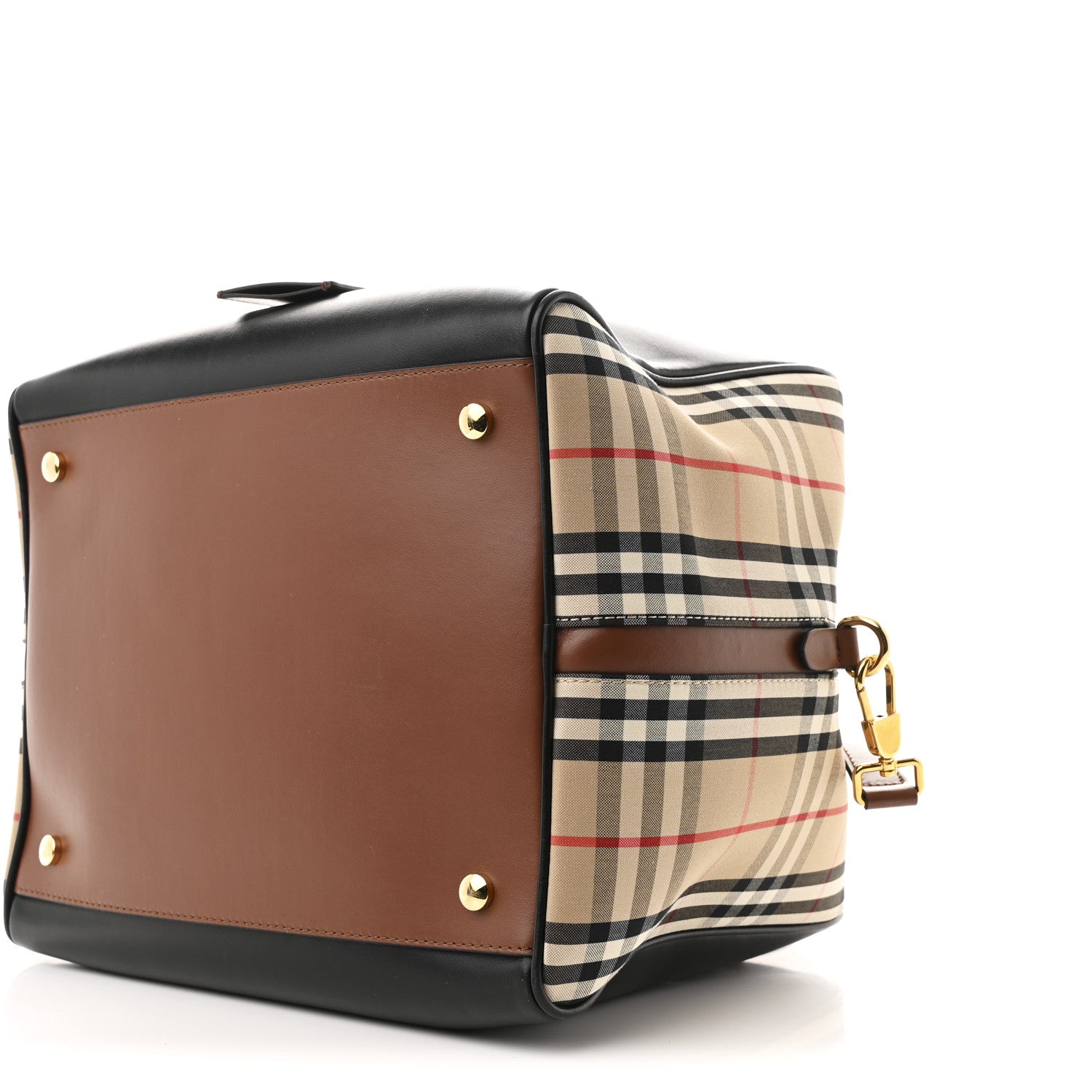 Burberry Smooth Calfskin House Check Medium Cube Bowling Bag Archive Beige 9 of 10
