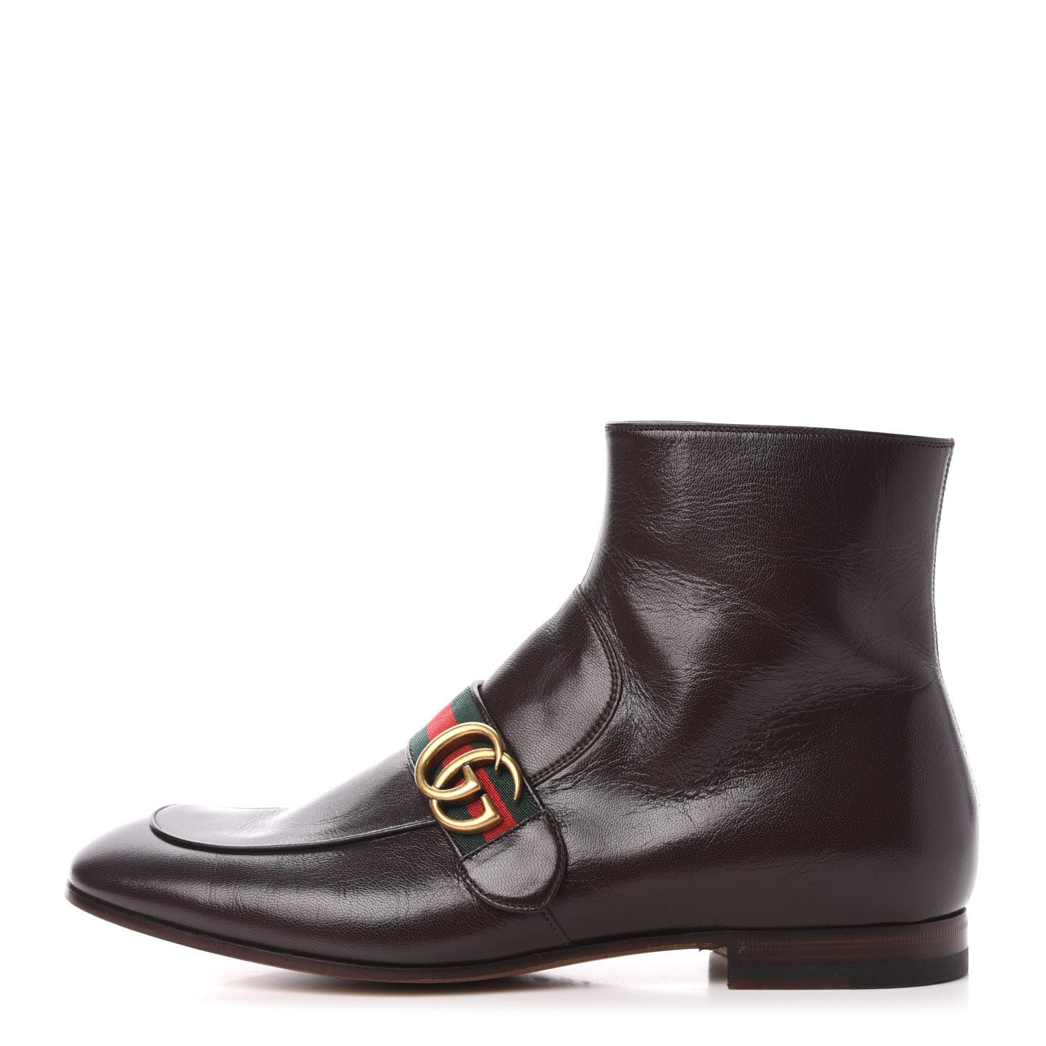 Gucci Goatskin Web Mens GG Ankle Boots 9 Cocoa 1 of 9