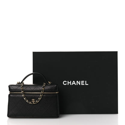 Chanel Goatskin Stitched Top Handle Slim Vanity With Chain Black 11 of 11