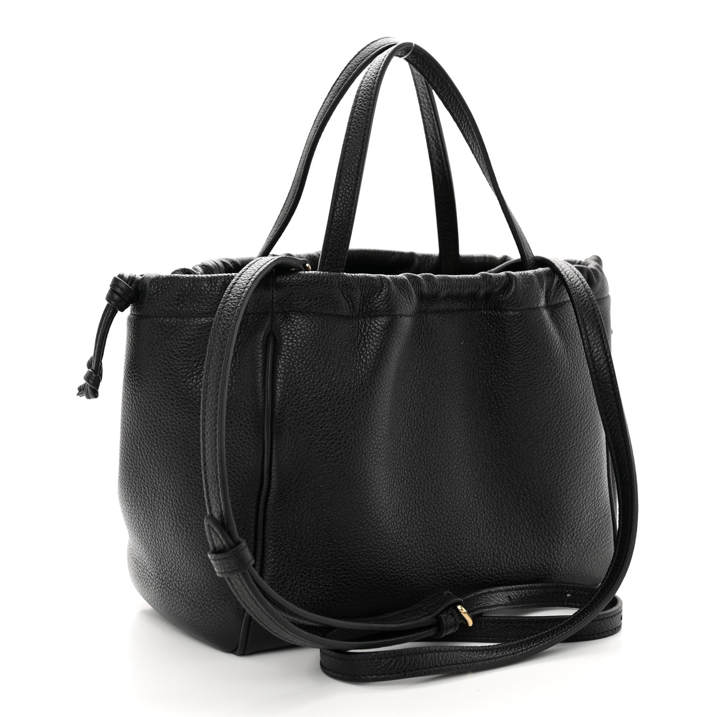 Calfskin Cuir Small Triomphe Cabas Drawstring Black