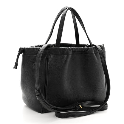 Celine Calfskin Cuir Small Triomphe Cabas Drawstring Black 3 of 10