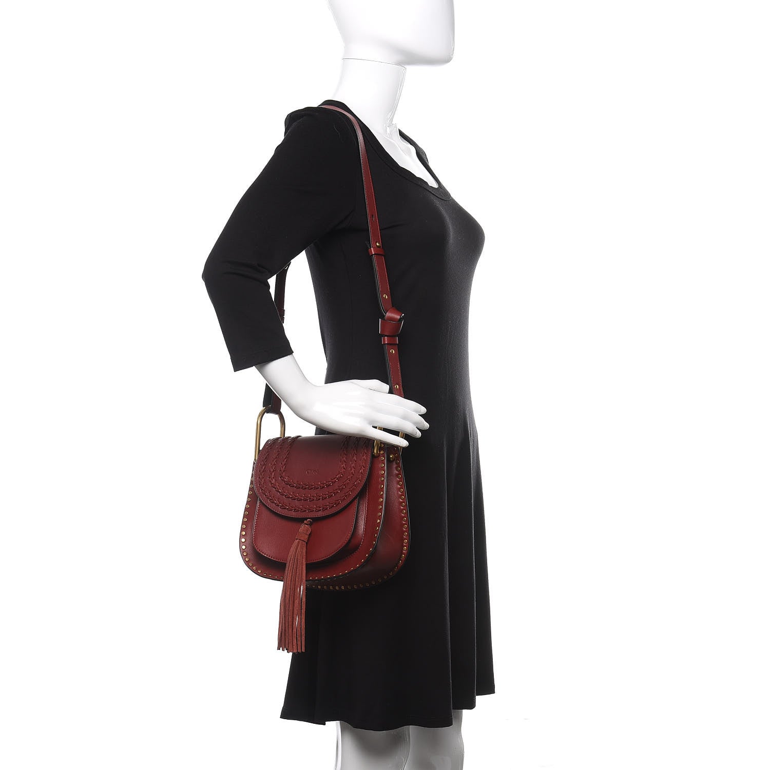 Chloe Calfskin Braided Small Hudson Shoulder Bag Sienna Red 2 of 8