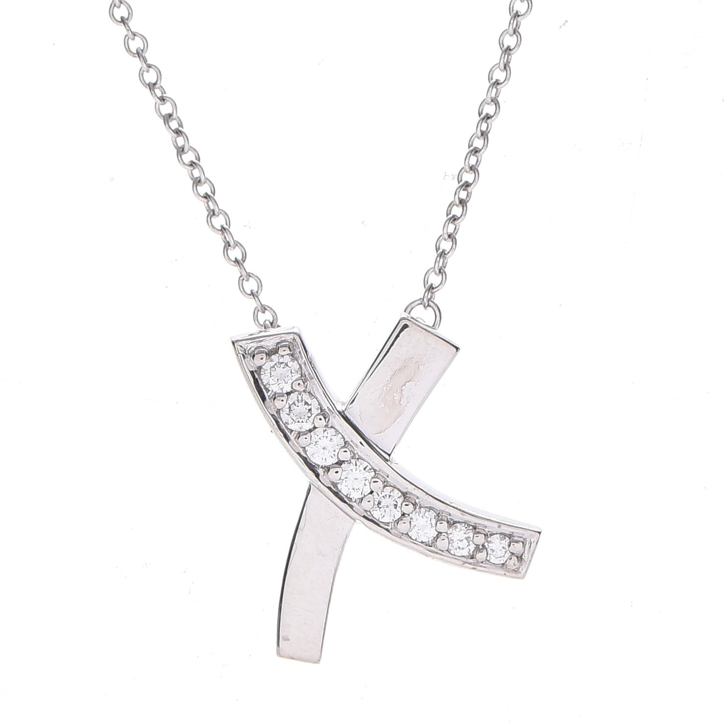 18K White Gold Diamond Paloma Picasso Small Signature X Pendant Necklace