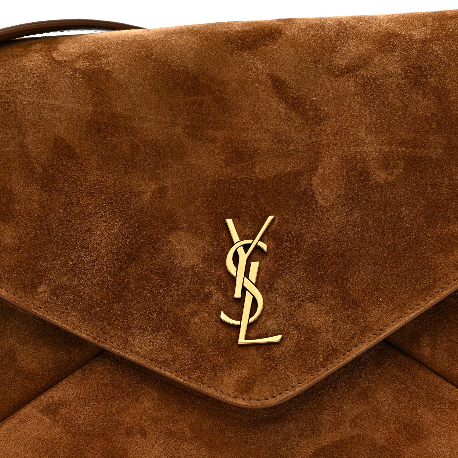 Saint Laurent Suede Large Cassandre Pouch On Chain Caramel Cognac 8 of 10