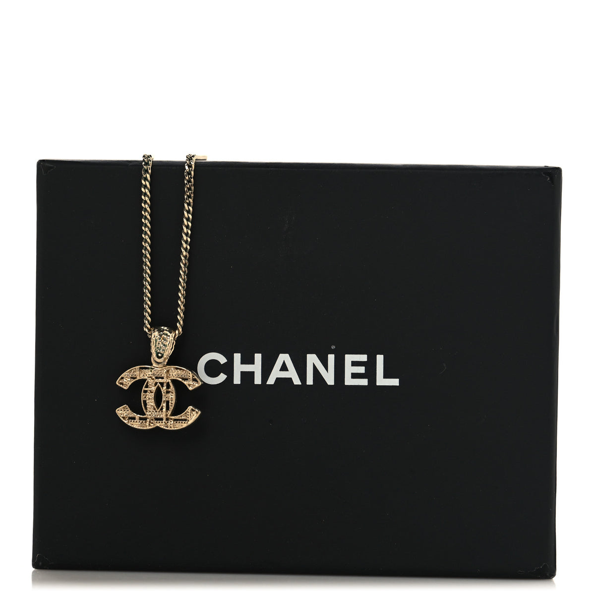 Tweed Effect CC Necklace Gold