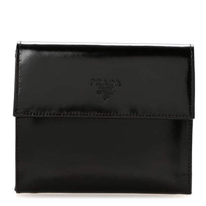 Prada Spazzolato Tri-Fold Compact Wallet Ebano 1 of 15