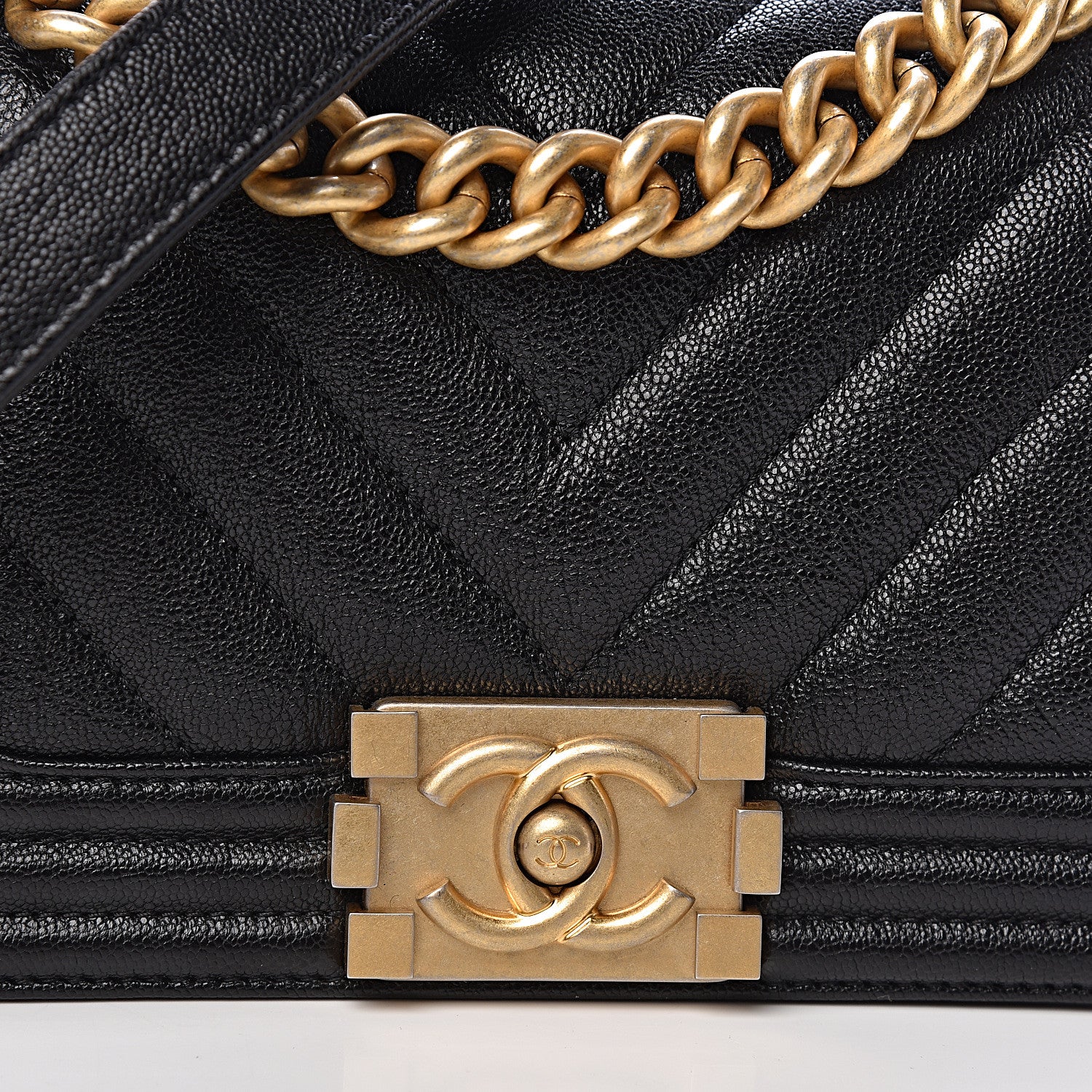 Chanel Caviar Chevron Quilted Small Boy Flap Black 8 of 13