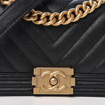 Chanel Caviar Chevron Quilted Small Boy Flap Black 8 of 13
