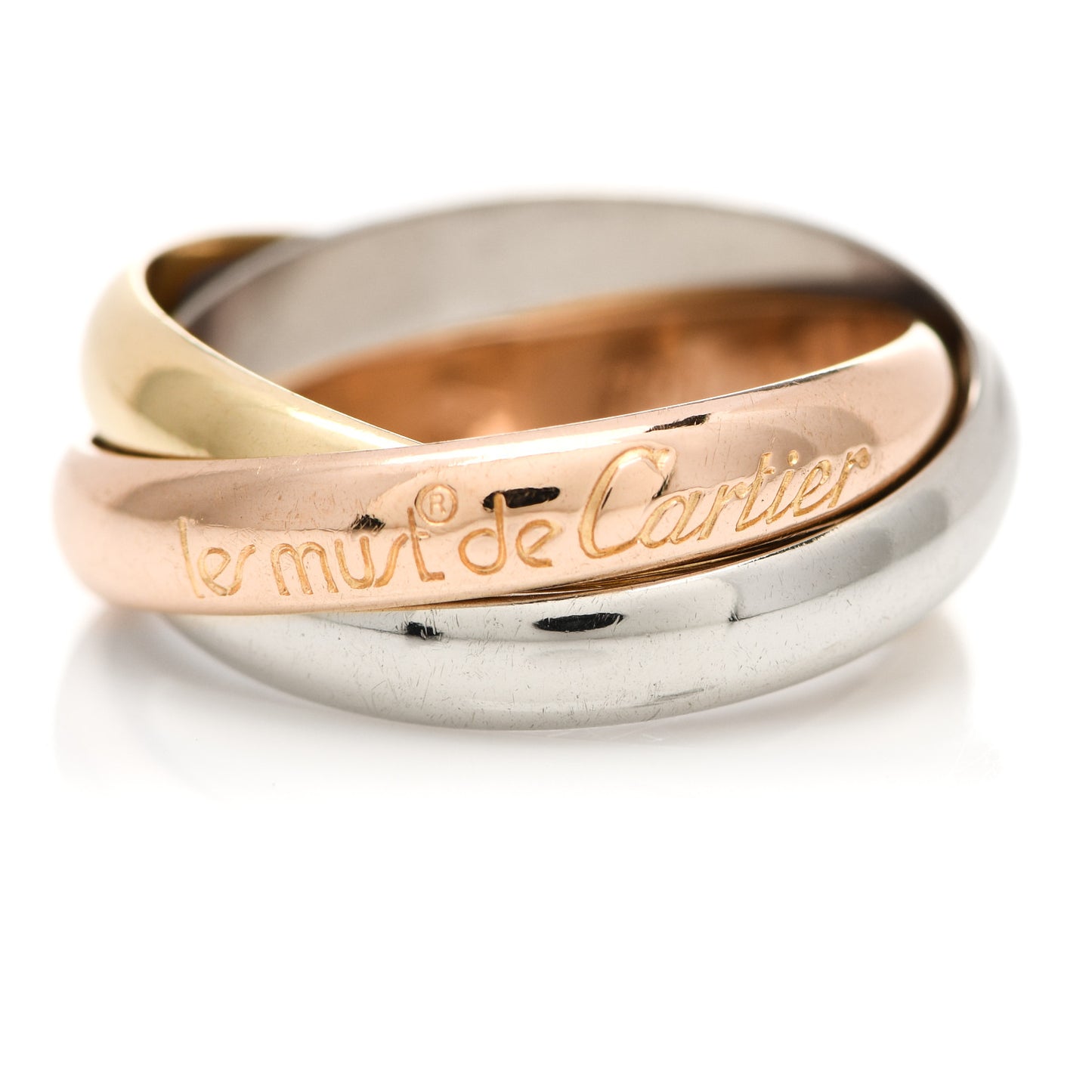 18K Pink Yellow White Gold Classic Les Must De Cartier Trinity Ring 53 6.25