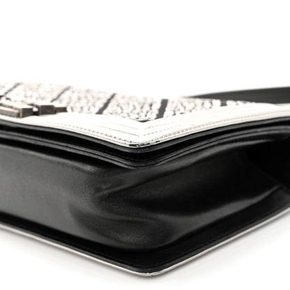 Chanel Metallic Lambskin Embellished Medium Boy Flap Black Silver 10 of 12