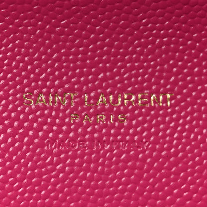 Saint Laurent Grain De Poudre Matelasse Chevron Monogram Envelope Clutch Fuxia Couture 6 of 9